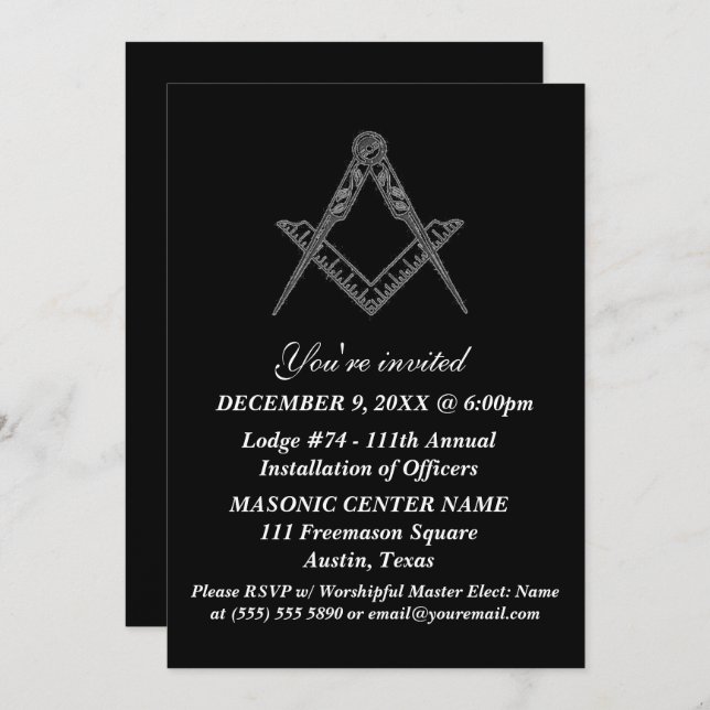 Freemason Masonry Black Masonic Einladung (Vorne/Hinten)