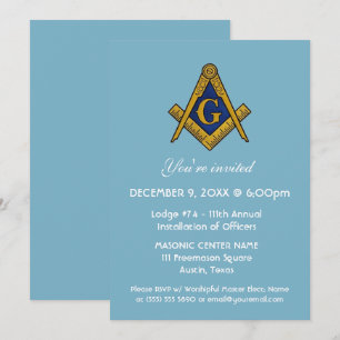 Freemason Masonry Blue Square und Compass Einladung