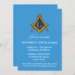 Freemason Masonry Blue Square und Compass Einladung