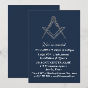 Freemason Masonry Navy Blue Masonic Einladung