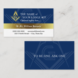 Freemason Navy Blue und Gold Masonic Visitenkarte