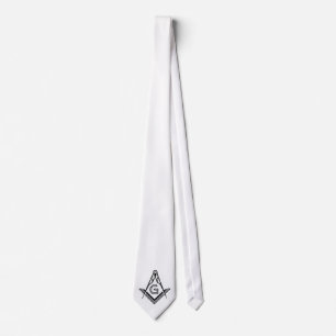 Freemason Necktie - Modern White Masonic Krawatte