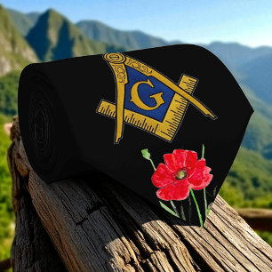 Freemason Poppy Watercolor Masonic Krawatte