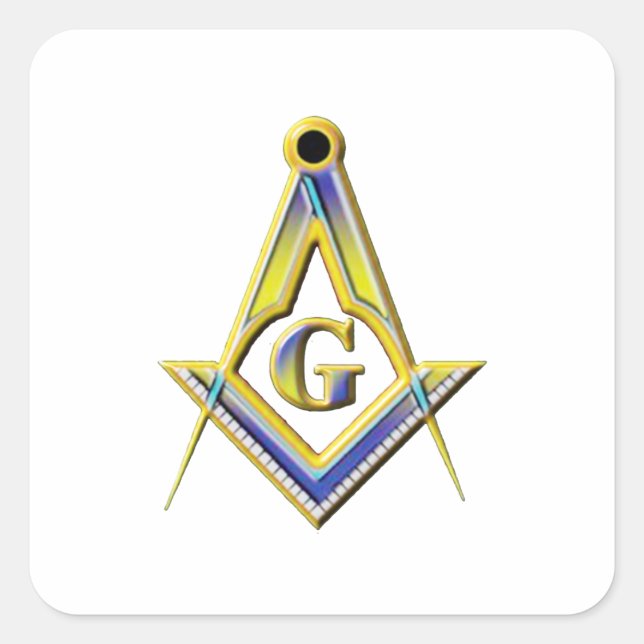 Freemason Square & Compasses Quadratischer Aufkleber (Vorderseite)