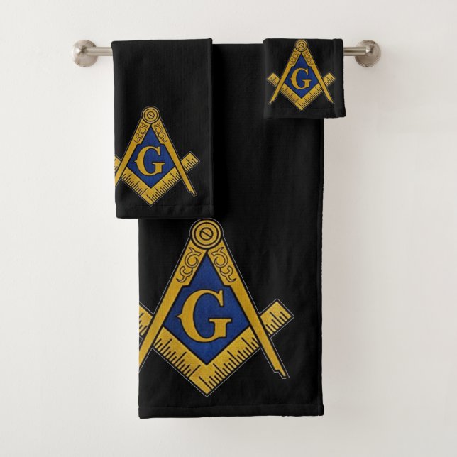 Freemason Square und Compass Masonic Black Badhandtuch Set (Insitu)