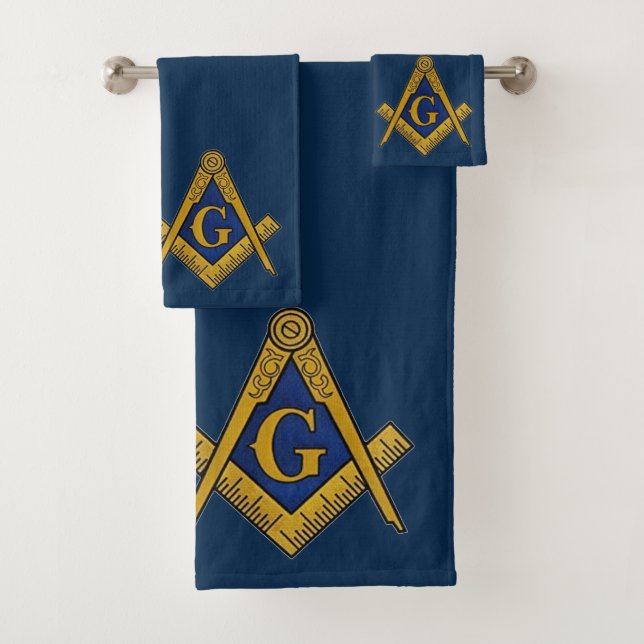 Freemason Square und Compass Masonic Navy Blue Badhandtuch Set (Insitu)