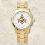Freemason Square und Compass Wohltätigkeit Masonic Armbanduhr<br><div class="desc">Worshipful Meister,  Freimaurer,  Platz und Kompass,  Wohltätigkeit,  Freimaurerwache.</div>