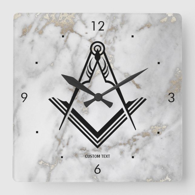 Freemason Wall Clock Einzigartige Masonic Ohrs Quadratische Wanduhr (Vorderseite)