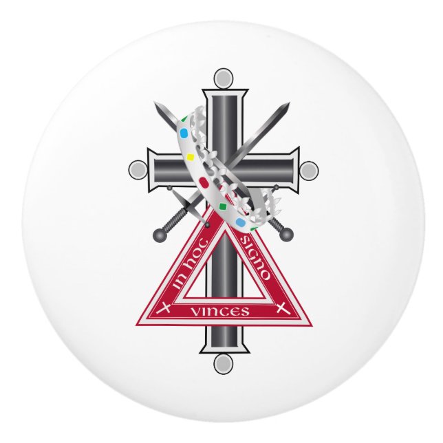 Freemasonenkreuz Keramikknauf (Vorderseite)