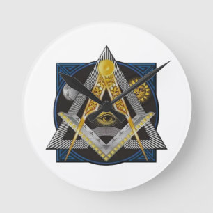 Freemasonry Emblem Runde Wanduhr