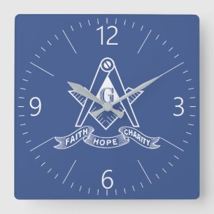 Freemasonry symbol quadratische wanduhr