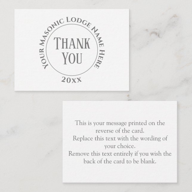 Freemasons Freimaurer Ladys Night Vielen Dank Hinw Mitteilungskarte (Vorne/Hinten)