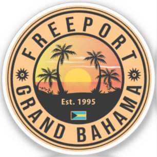Freeport Bahamas Retro Sunset Souvenirs 60er Aufkleber