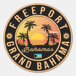 Freeport Bahamas Retro Sunset Souvenirs 60er Runder Aufkleber