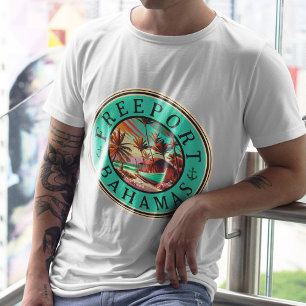 Freeport Bahamas Sunset Travel Souvenir 1950s T-Shirt