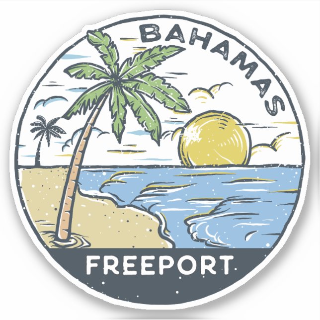 Freeport Bahamas Vintage Aufkleber (Vorderseite)