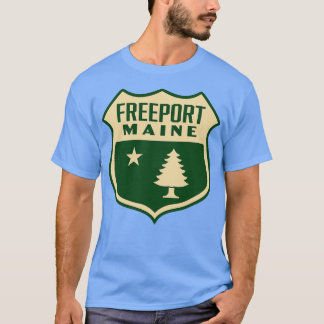 Freeport Maine Retro Pine Tree Shield Tan T-Shirt