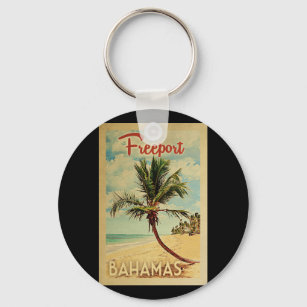 Freeport Palm Tree Vintage Reise Schlüsselanhänger