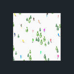 Freeride Alpine Skiern Skifahren Party Leinwanddruck<br><div class="desc">Cooles Wintermotiv-Design mit Skifahrern, die Skipisten zwischen schneebedeckten Tannenbäumen in den Alpen abfahren. Freeride-Skifahrer tragen farbenfrohe Vintage Retroski-Anzüge und fahren mit Skiern auf weißem, schneebedecktem Bergland abwärts. Wunderschönes Wintersportspendengeschenk für Skifahrer in Ihrem Kreis von Freunden, Kollegen oder Familie. Whimsical Skier Kunstwerk Illustration Design. Skifahrer Ski Wohngestaltung, Skiteam, Skicoach Geschenk. Skifahrer...</div>