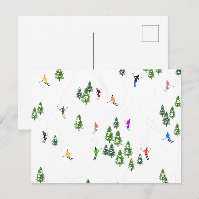 Freeride Alpine Skiern Skifahren Party Postkarte (Vorne/Hinten)