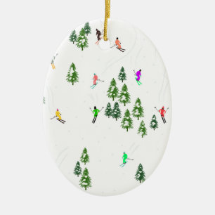 Freeride Alpine Skiern Skifahrer Albergo Colmanicc Keramik Ornament