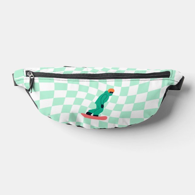 Freeride Snowboarder Cartoon Checkered Bauchtasche (Ablage )