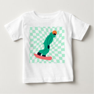 Freeride Snowboarder in grünem Anzug Checkered Baby T-shirt