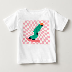 Freeride Snowboarder in grünem Anzug Checkered Baby T-shirt