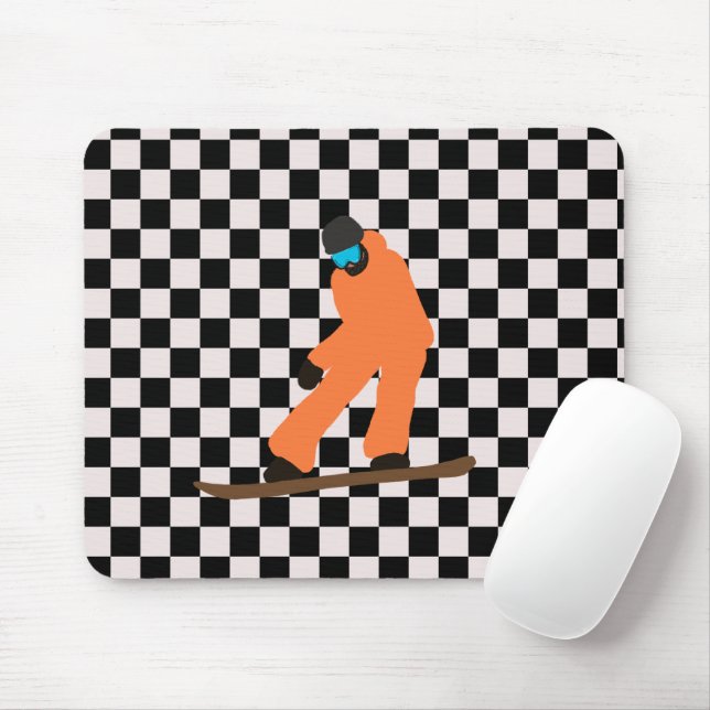 Freeride Snowboarder Orange Anzug geprüft Mousepad (Mit Mouse)