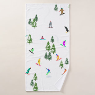 Freeride Snowboarder Snowboarden Illustration Badehandtuch