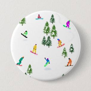 Freeride Snowboarder Snowboarden Illustration Button