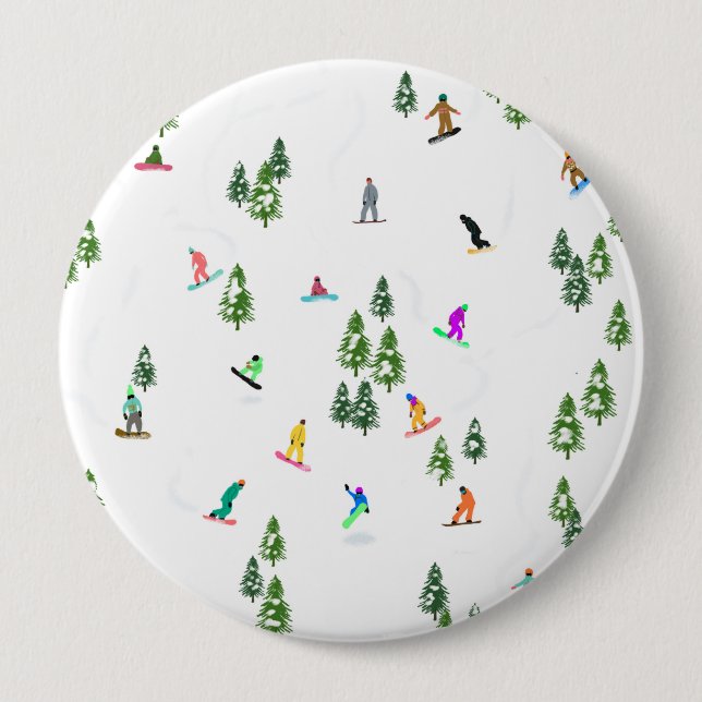 Freeride Snowboarder Snowboarden Illustration Button (Vorderseite)