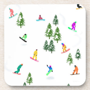 Freeride Snowboarder Snowboarden Illustration Getränkeuntersetzer