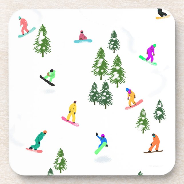Freeride Snowboarder Snowboarden Illustration Getränkeuntersetzer (Vorderseite)