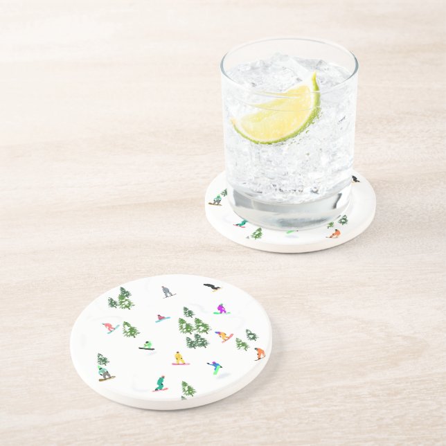 Freeride Snowboarder Snowboarden Illustration Getränkeuntersetzer (Seite)