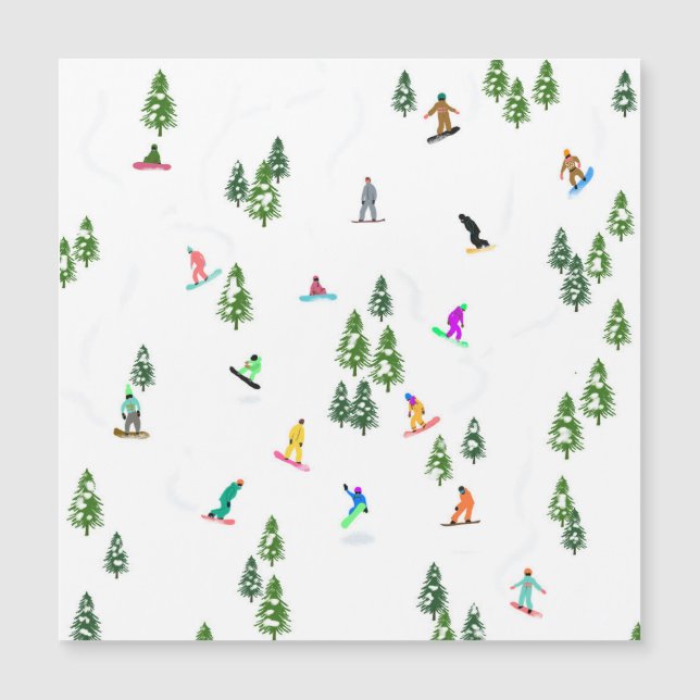 Freeride Snowboarder Snowboarden Illustration Magnetkarte (Vorderseite)