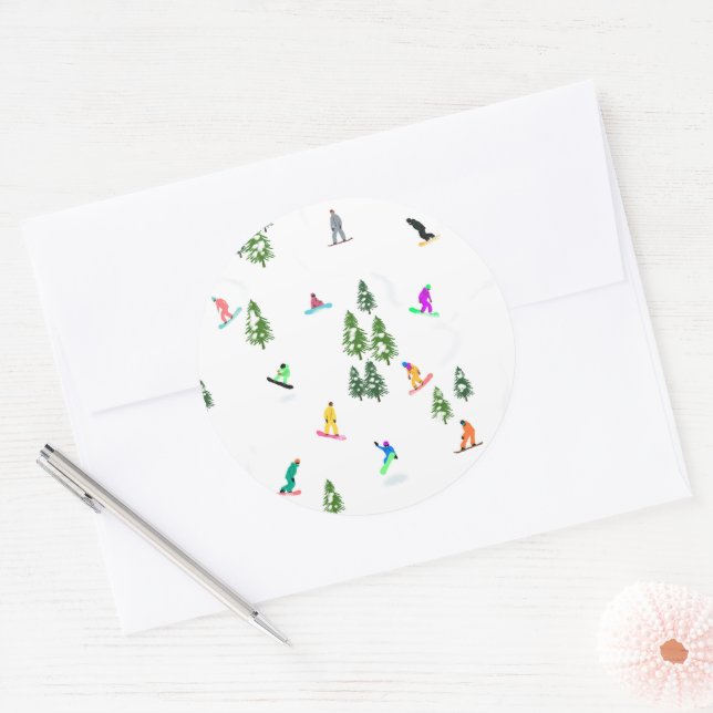 Freeride Snowboarder Snowboarden Illustration Runder Aufkleber (Umschlag)