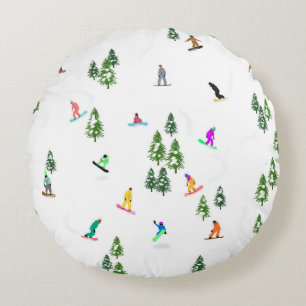 Freeride Snowboarder Snowboarden Illustration Rundes Kissen