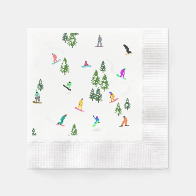Freeride Snowboarder Snowboarden Illustration Serviette (Vorderseite)