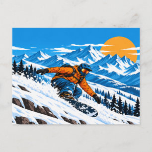 Freeride-Snowboardfahren für Pulverfahrer Postkarte