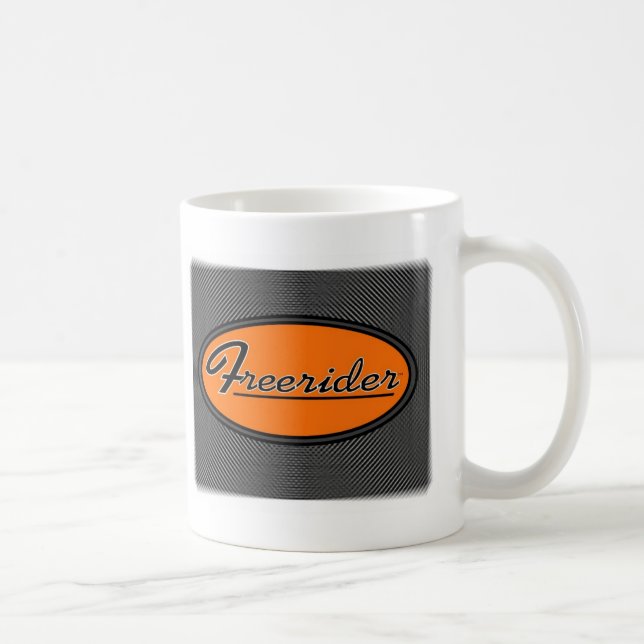 FREERIDER Orange auf Chrom Kaffeetasse (Rechts)