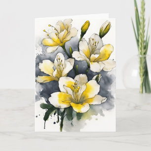 Freesia - Aquarellblumen Karte