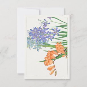 Freesia Blume Japanese Woodblock Art von Tanigami Einladung