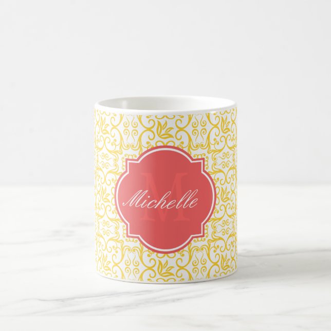 Freesia Damask Monogram Tasse (Mittel)