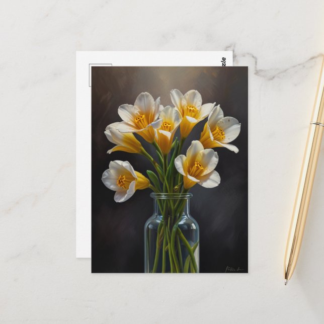 freesia flowers postkarte (Vorderseite/Rückseite Beispiel)