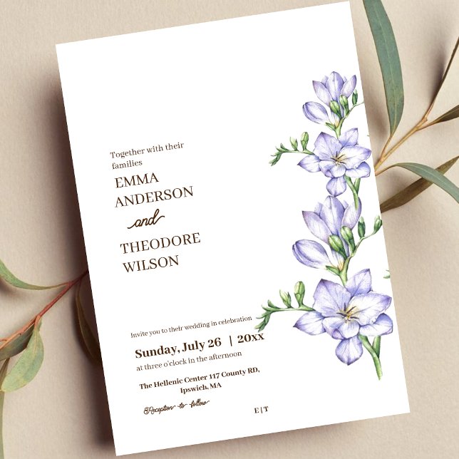 Freesia Minimalistisch Modern Beautiful Floral Wed Einladung (Von Creator hochgeladen)