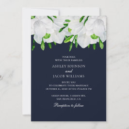Freesia. Weiße Blume. Hochzeit von Navy Garden Einladung
