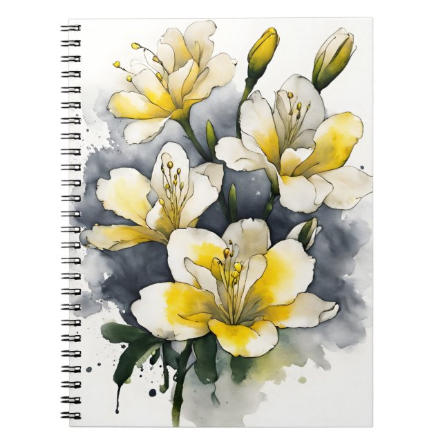 Freesie - Aquarellblumen Notizblock (Vorderseite)