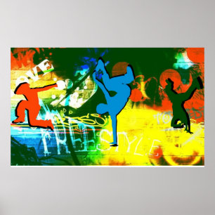 Freestyle Break Dance Graffiti Poster Hip Hop