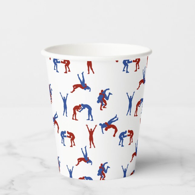 Freestyle Greco Roman Wrestling Pattern Pappbecher (Vorderseite)